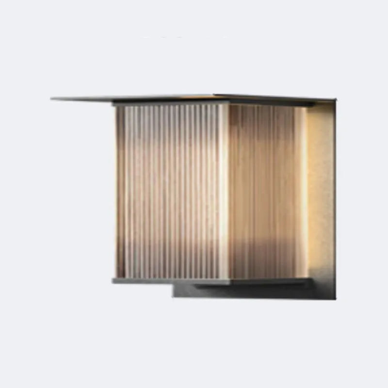 Ray dış mekân duvar lambası — modern dikdörtgen metal, IP68 dereceli, ampul dâhil, siyah