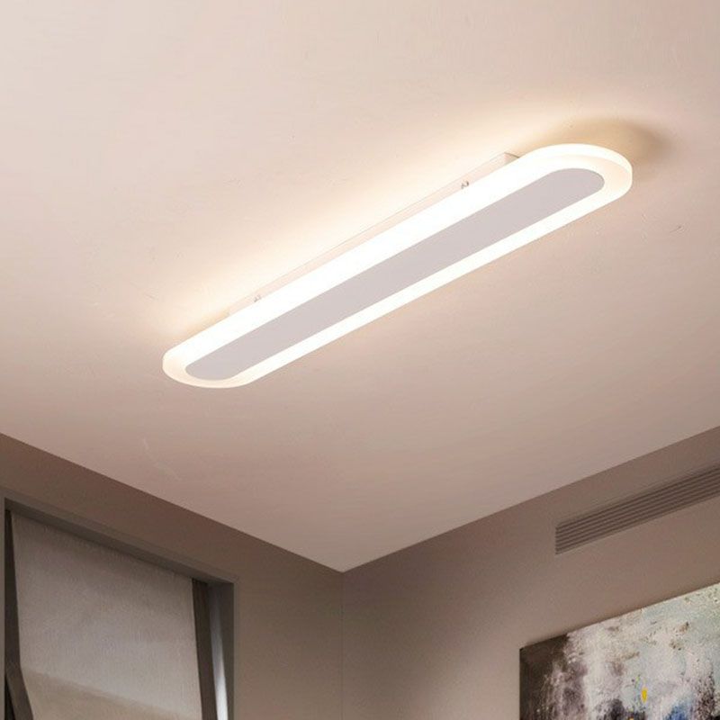 Luz de teto saliente linear oval minimalista Arisha, branca/café — lâmpada LED incluída