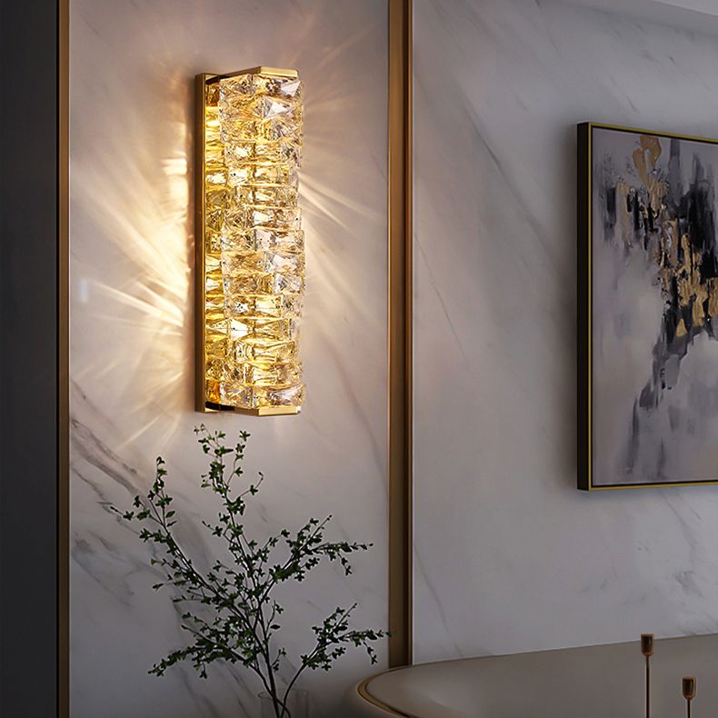 Kristy Modern Rectangular Vanity Metal Crystal LED Wall Lamp - Neutralighting
