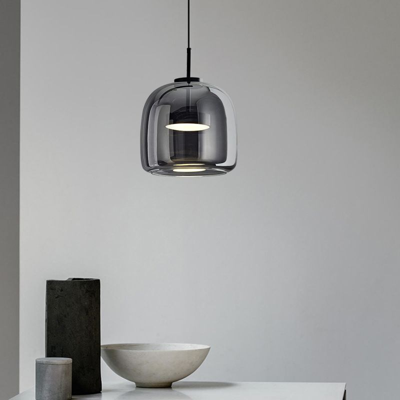 Lámpara colgante minimalista June - pantalla de vidrio gris ahumado