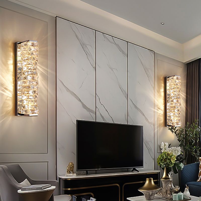 Kristy Modern Rectangular Vanity Metal Crystal LED Wall Lamp - Neutralighting