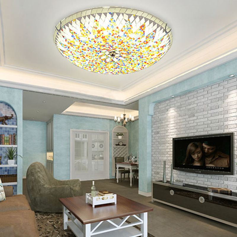 Tiffany Modern Mediterranean Glass Flush Mount Ceiling Light Blue/Yellow/White - Neutralighting