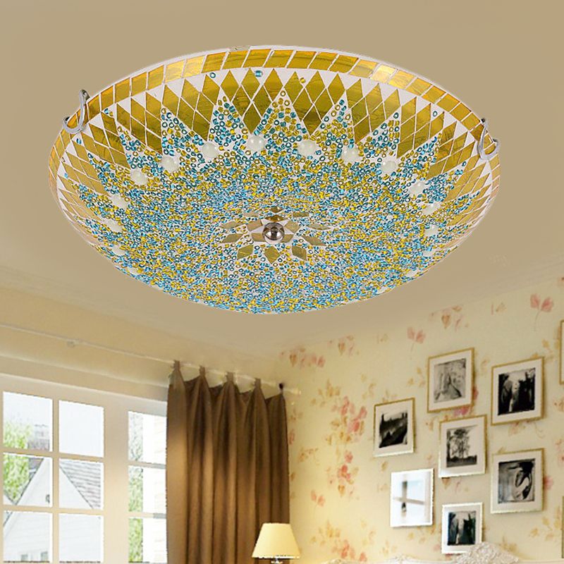 Tiffany Modern Mediterranean Glass Flush Mount Ceiling Light Blue/Yellow/White - Neutralighting