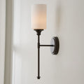 Tiffany nordisk minimalistisk væglampe — sminkebordslampe i glas og metal, sort/sølv