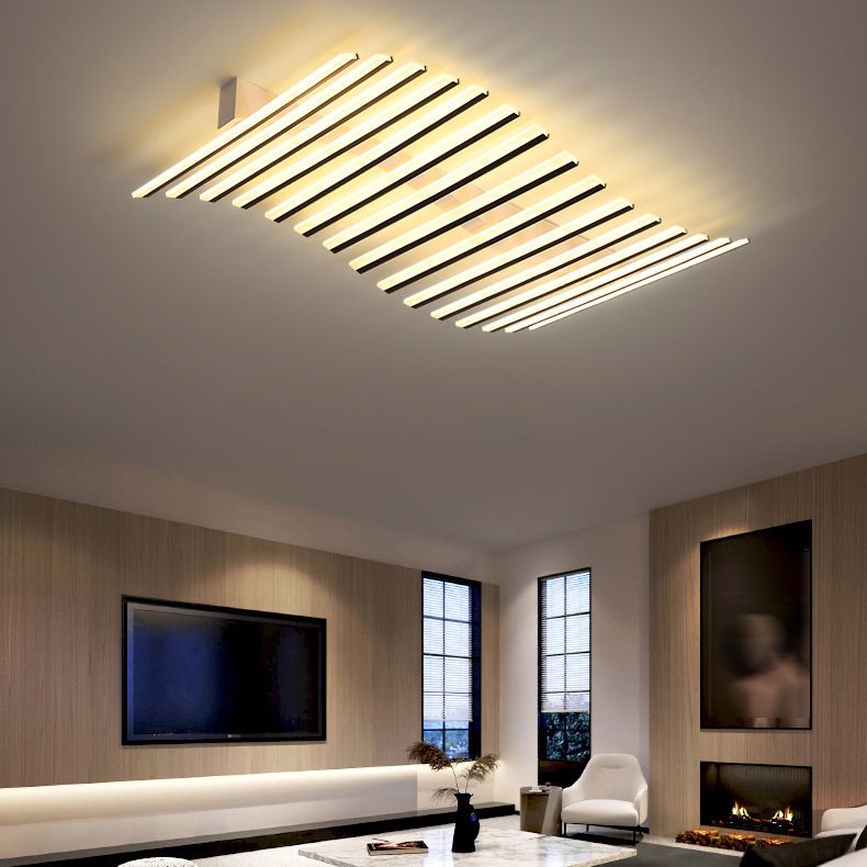 Arisha Flush Mount Ceiling Light — Linear Modern, Wave Black, 10–15㎡ Room Size, Hardwire