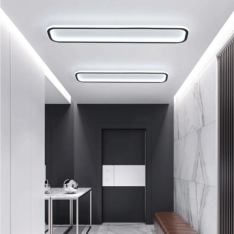 Arisha Minimalist Rectangular Ceiling Light – Black Frame, Flush Mount