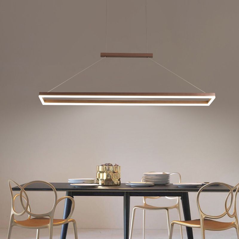 Gloen Rectangular Hanging Pendant Light — Modern Style, Gold/Coffee