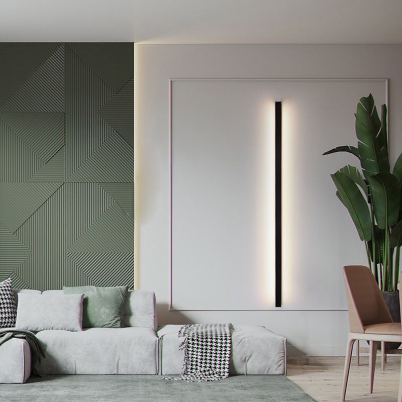 Applique murale linéaire en métal Gravo — minimaliste, câblée, or/noir/blanc