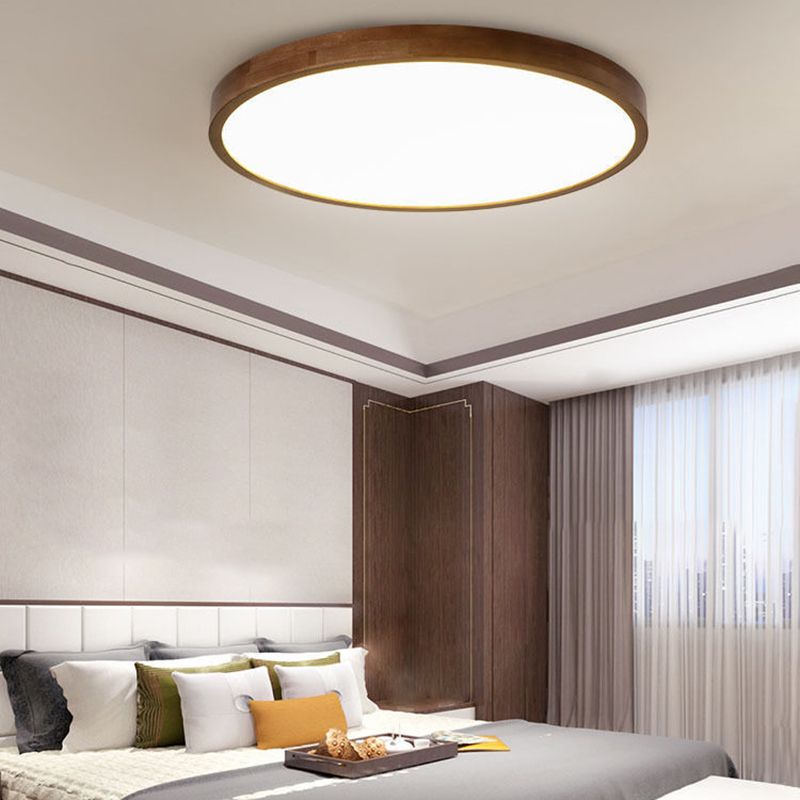 Muto Modern Geometric Walnut LED Flush Mount Ceiling Light - Neutralighting