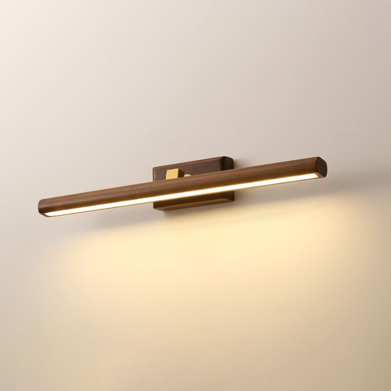 Obrotowa lampa ścienna Muto z lustrem z przodu — drewniana, podłączana na stałe, naturalne światło