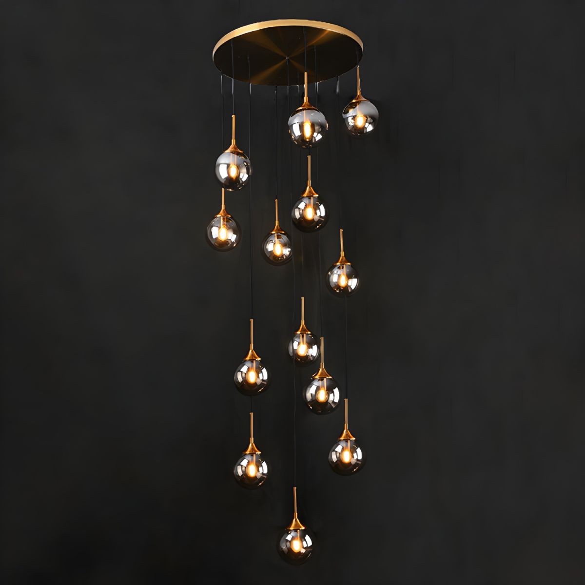 Valentina Modern Spiral Ball Glass Staircase Chandelier - Neutralighting