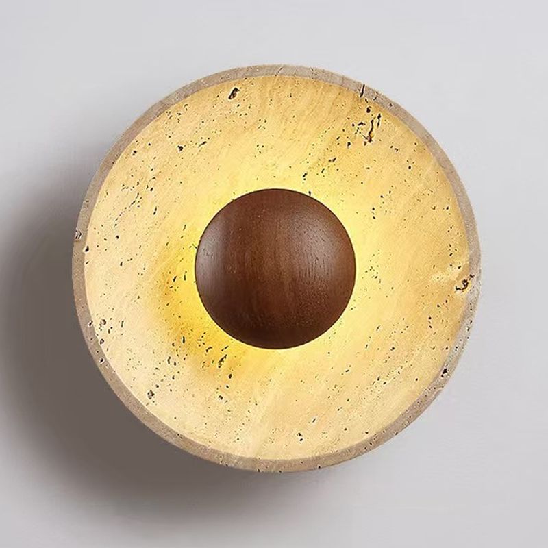 Applique murale Japandi wabi-sabi en travertin - design sculptural
