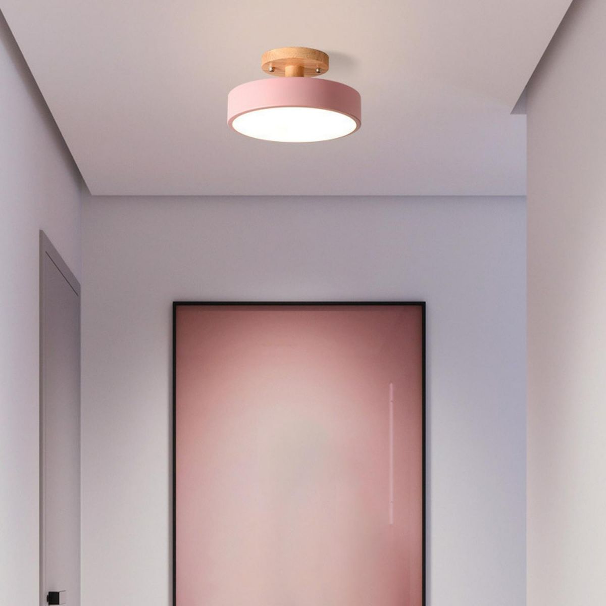 LED stropní svítidlo - minimalistický design s dřevěným akcentem