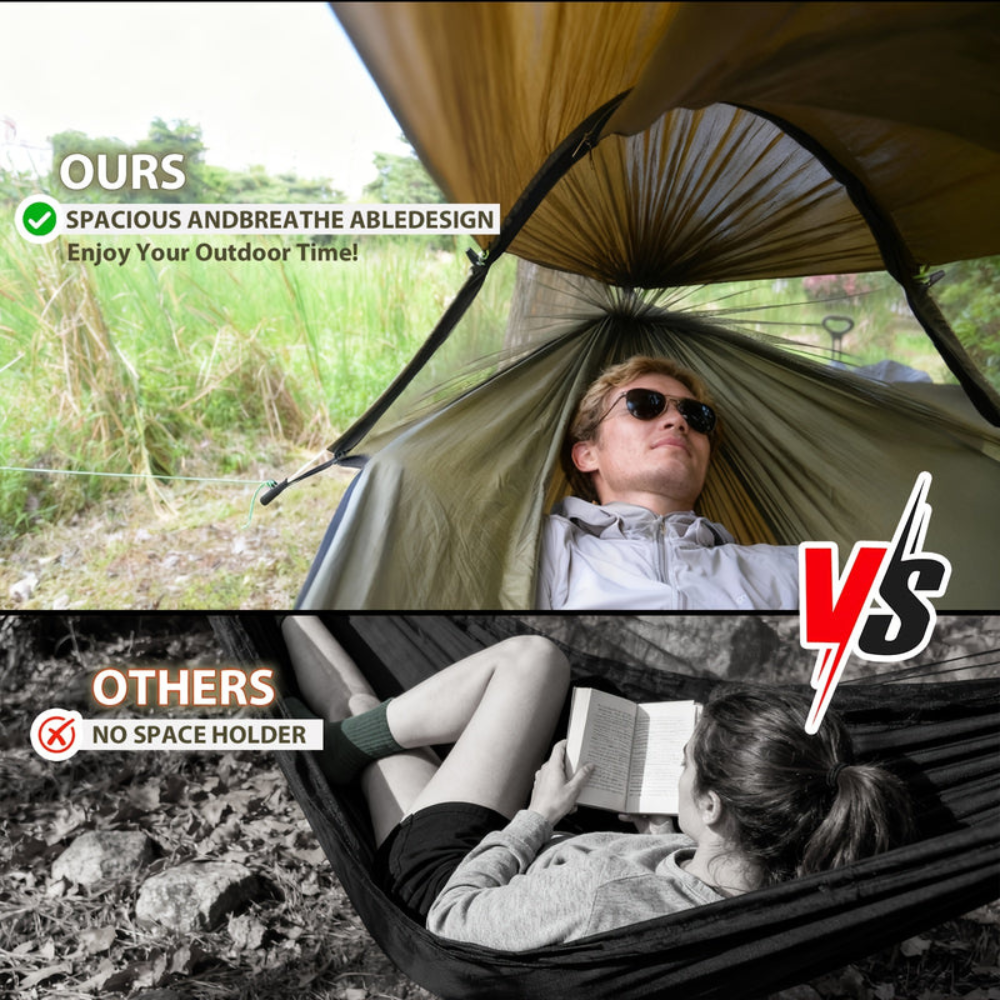 Camping Hammock with Mosquito Net and Sun Shelter