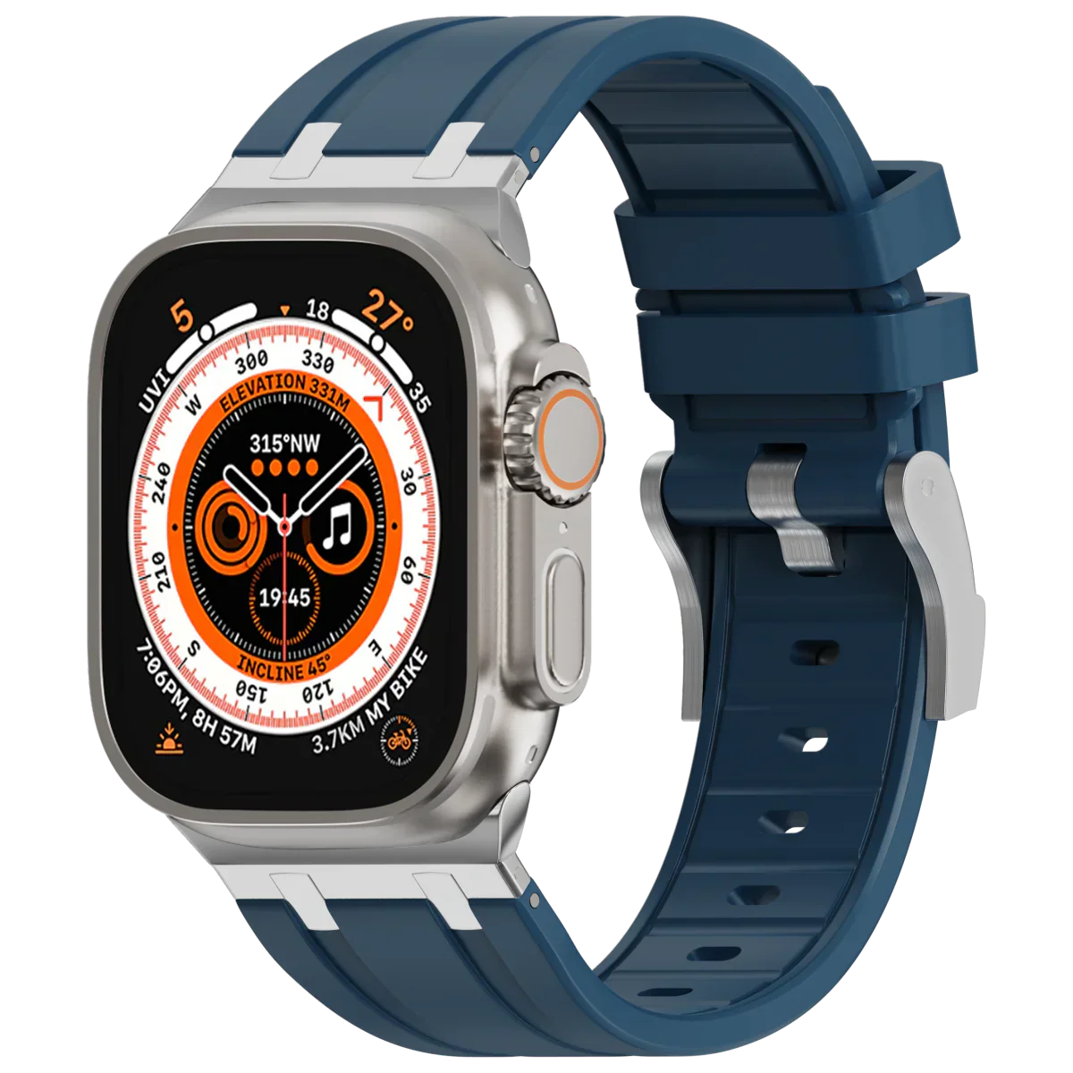 Luxe AP metalen kop siliconen band voor Apple Watch