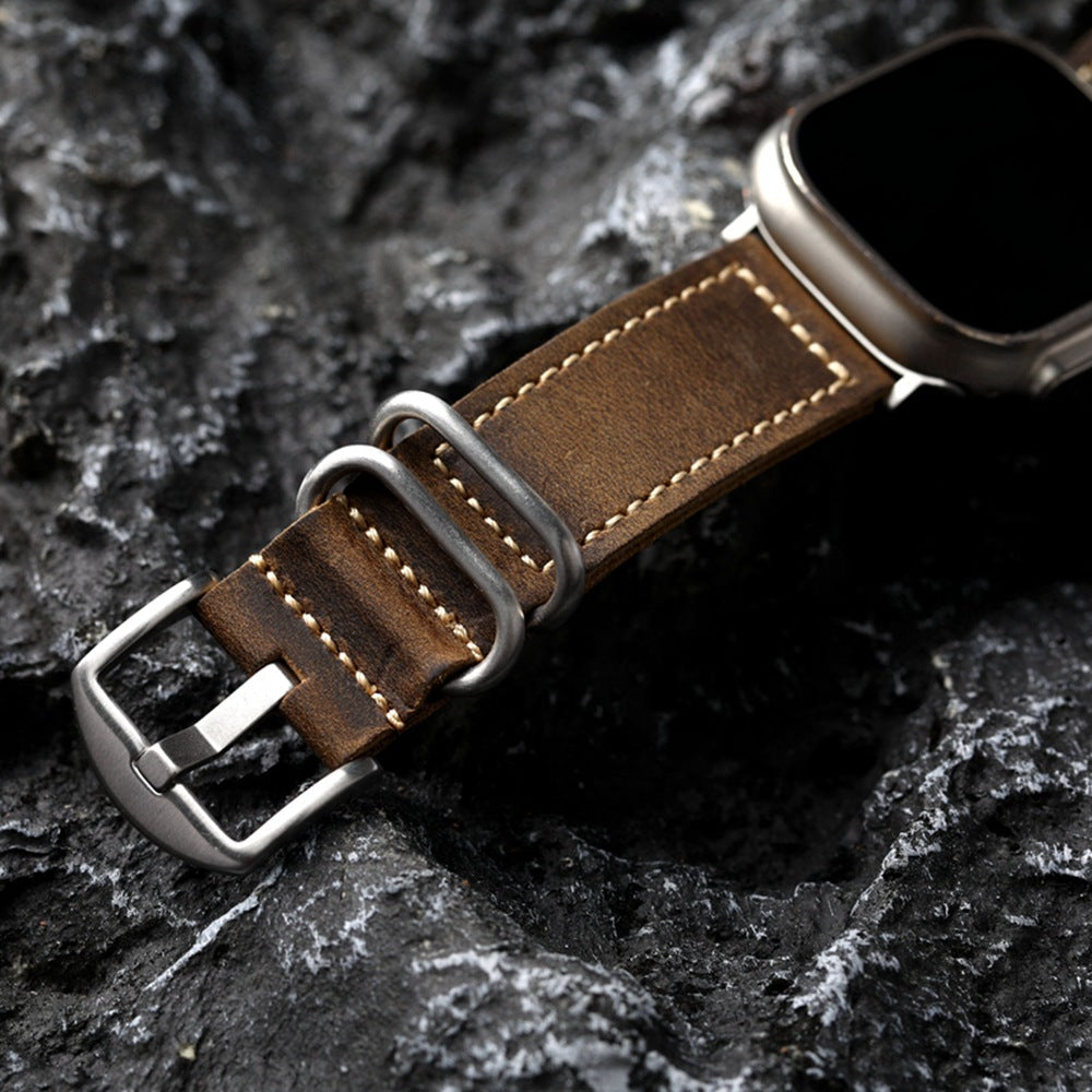 Correia de couro artesanal vintage para Apple Watch