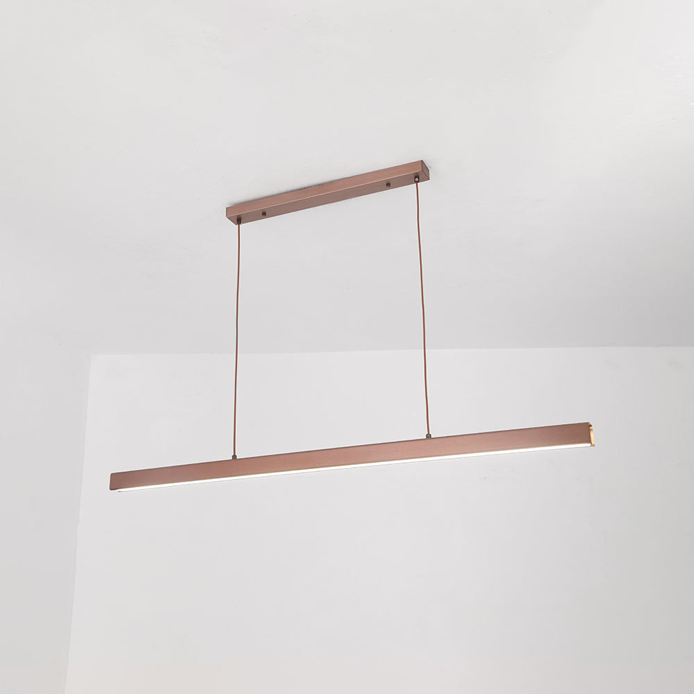 Suspension LED linéaire moderne modèle Thala — Structure en métal, noir/marron