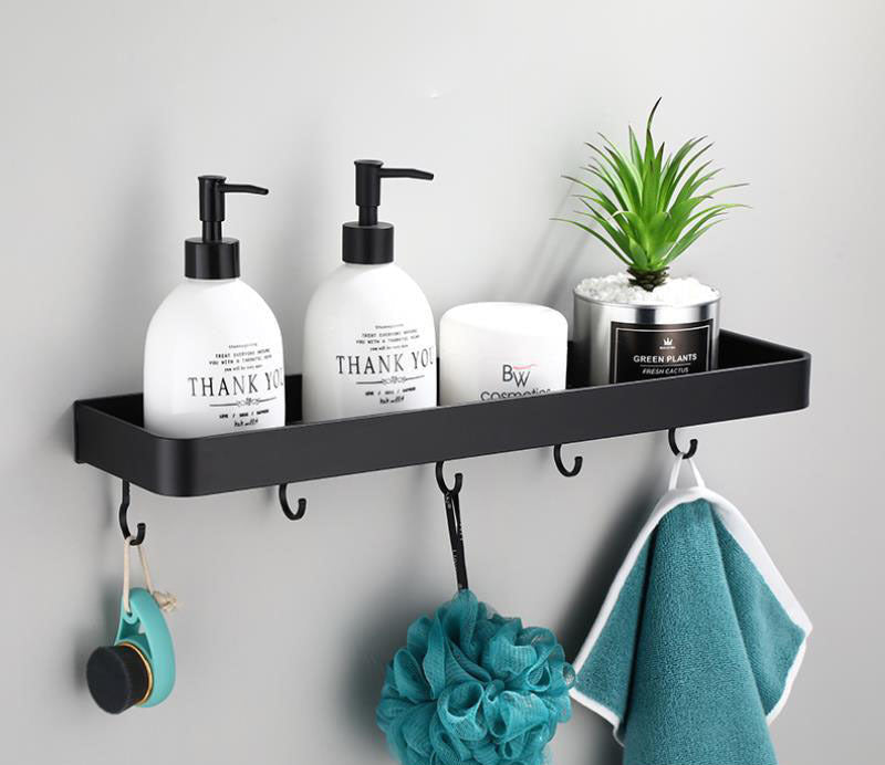 كيلان | رف حمام أسود مثبت على الحائط من الألمنيوم الفضائي | أورنتلي