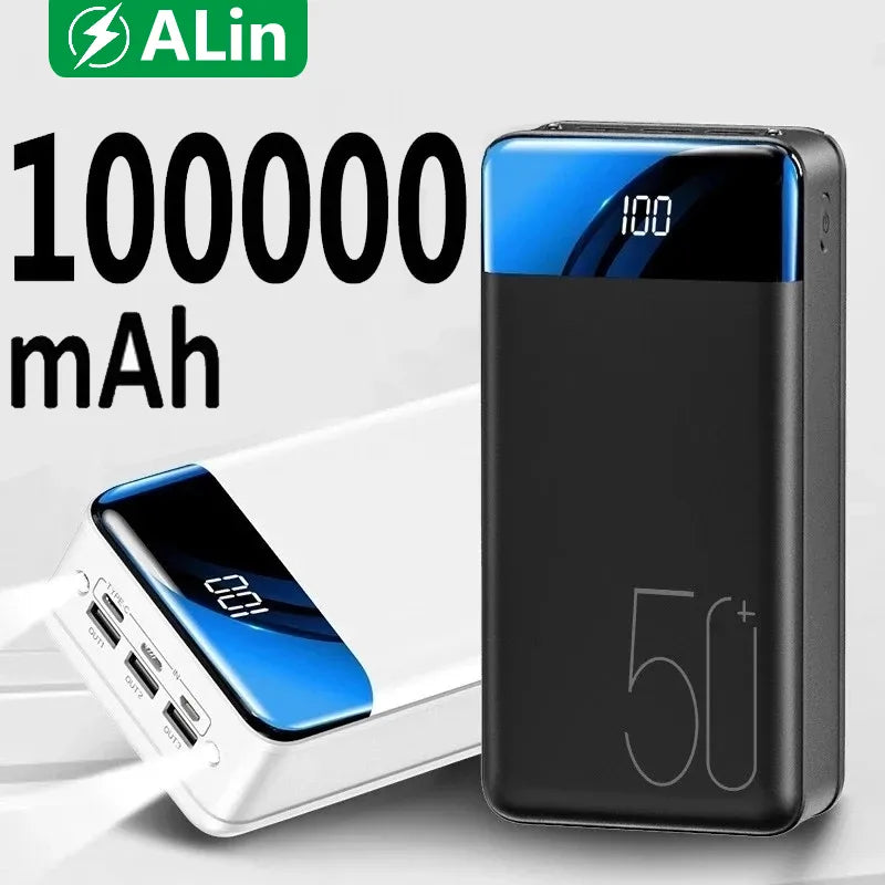 100,000mAh Ultra-High Capacity Power Bank – Super Fast Charging for Phones, Tablets & Laptops