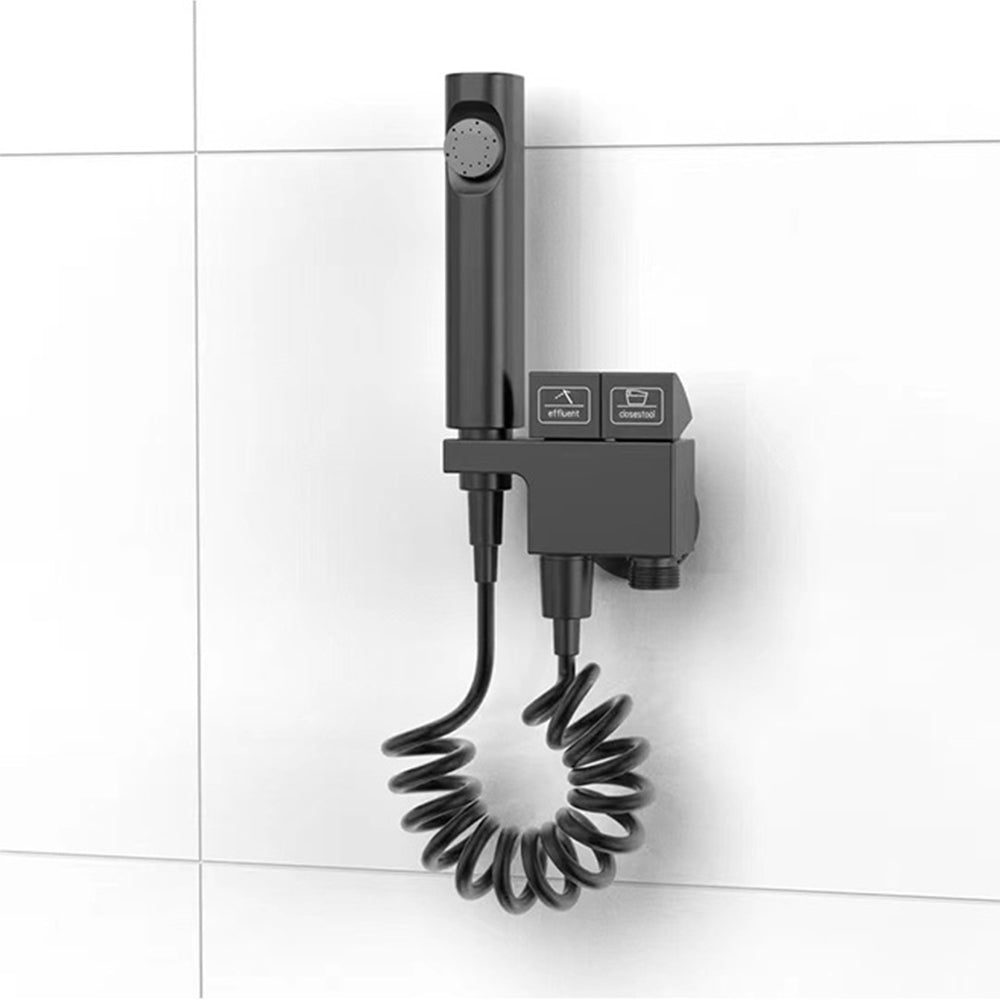 Käsikäyttöinen WC-bidet-suihku kaksoisulostulokulmaventtiilillä