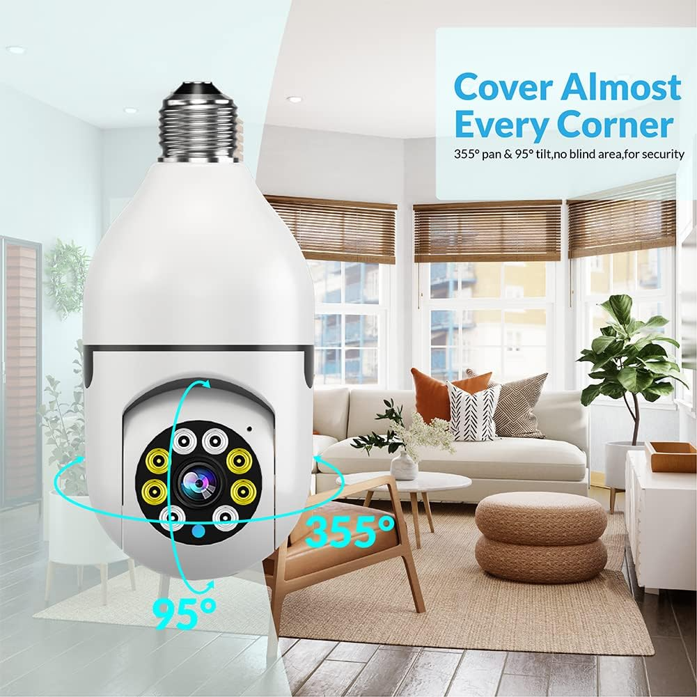 Caméra de sécurité extérieure sans fil WiFi HD avec détection de mouvement intégrée dans une ampoule lumineuse