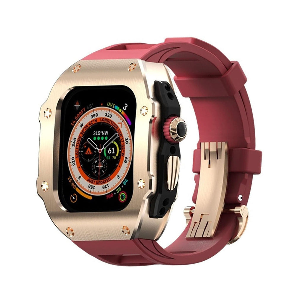 Řada RM Vanguard - Fluorokaučukový pásek Nerezové ocelové pouzdro pro Apple Watch Ultra