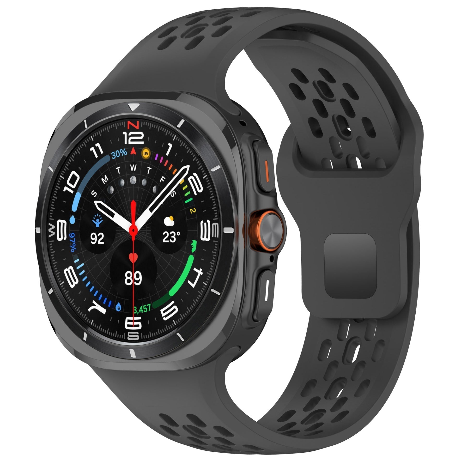 Correia de relógio desportiva em silicone respirável para Samsung Galaxy Watch7 Ultra 47mm