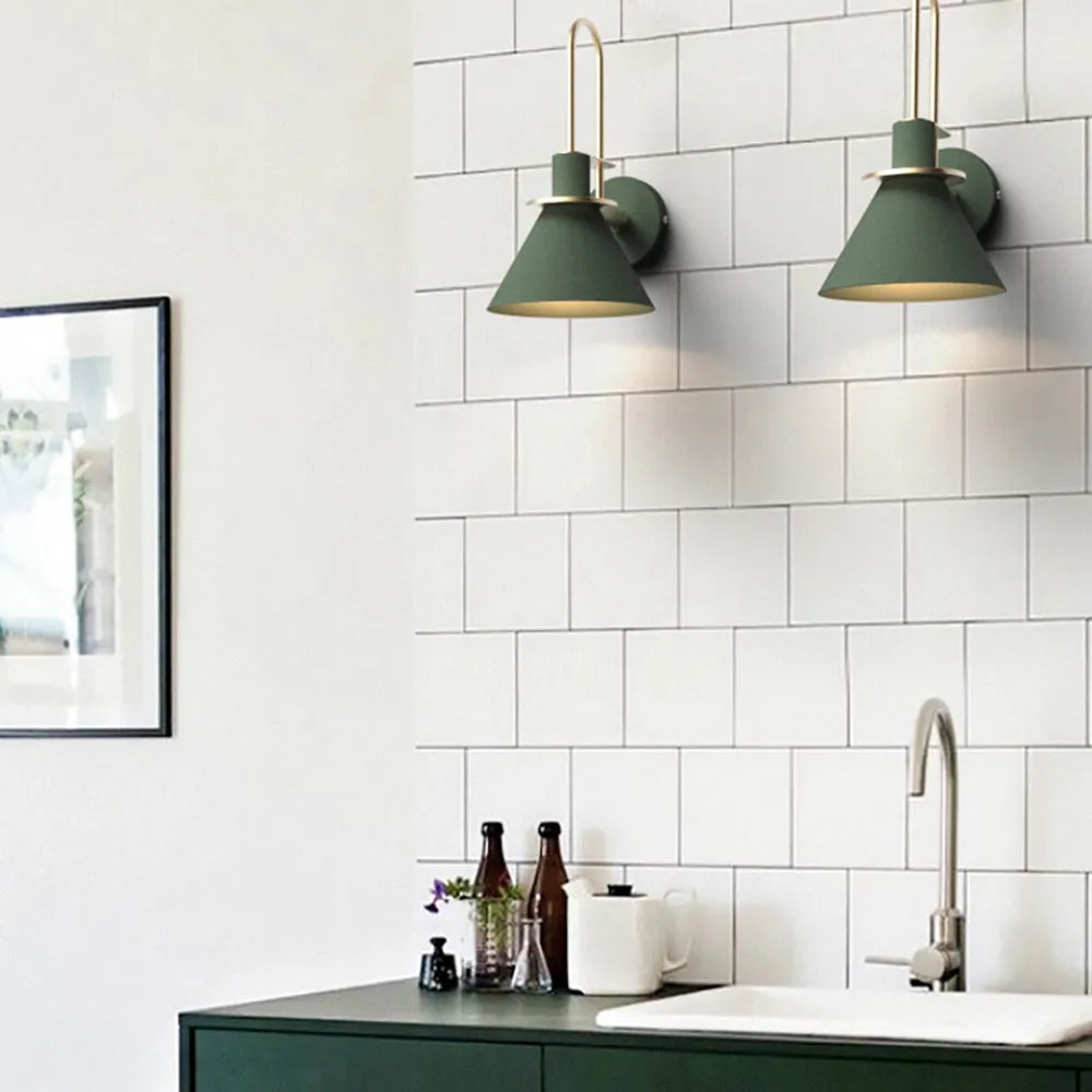 Valentina Vintage Metal Wall Lamp — Horn-Shaped Design, IP44 Rated, Hardwired Mount