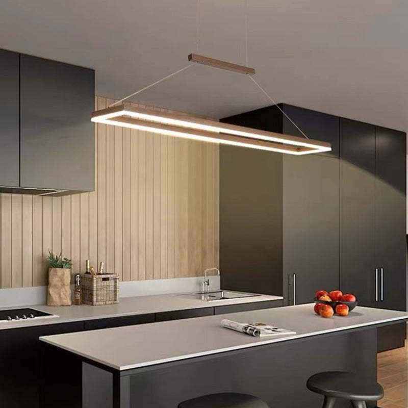 Gloen Rectangular Hanging Pendant Light — Modern Style, Gold/Coffee