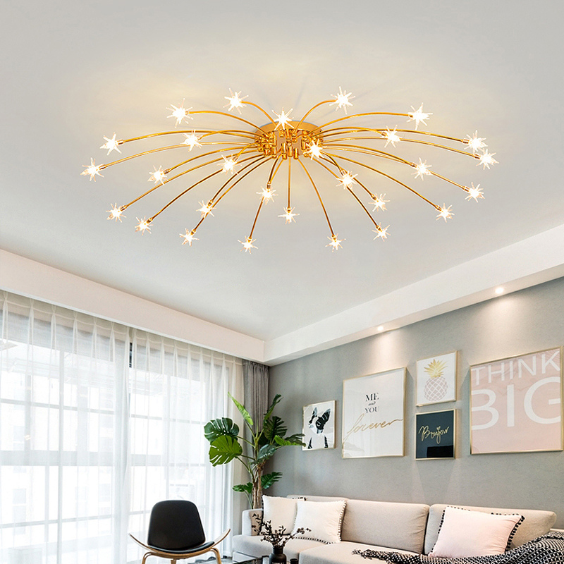 Arisha art déco-taklampa med stjärnmönster — täckning på 10-15㎡, varm belysning