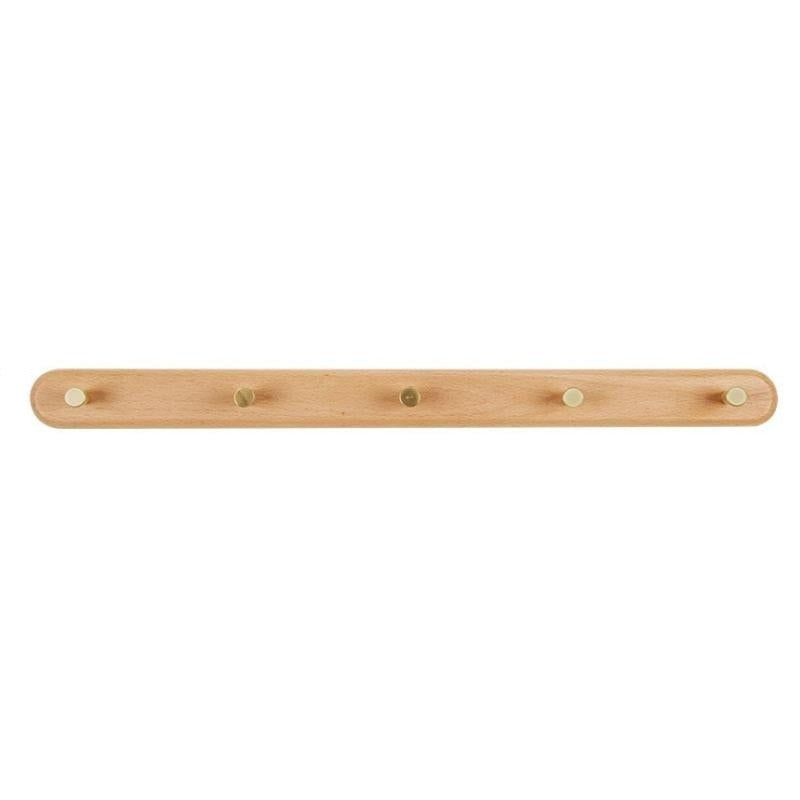 Percheros de pared de madera natural nórdica y latón