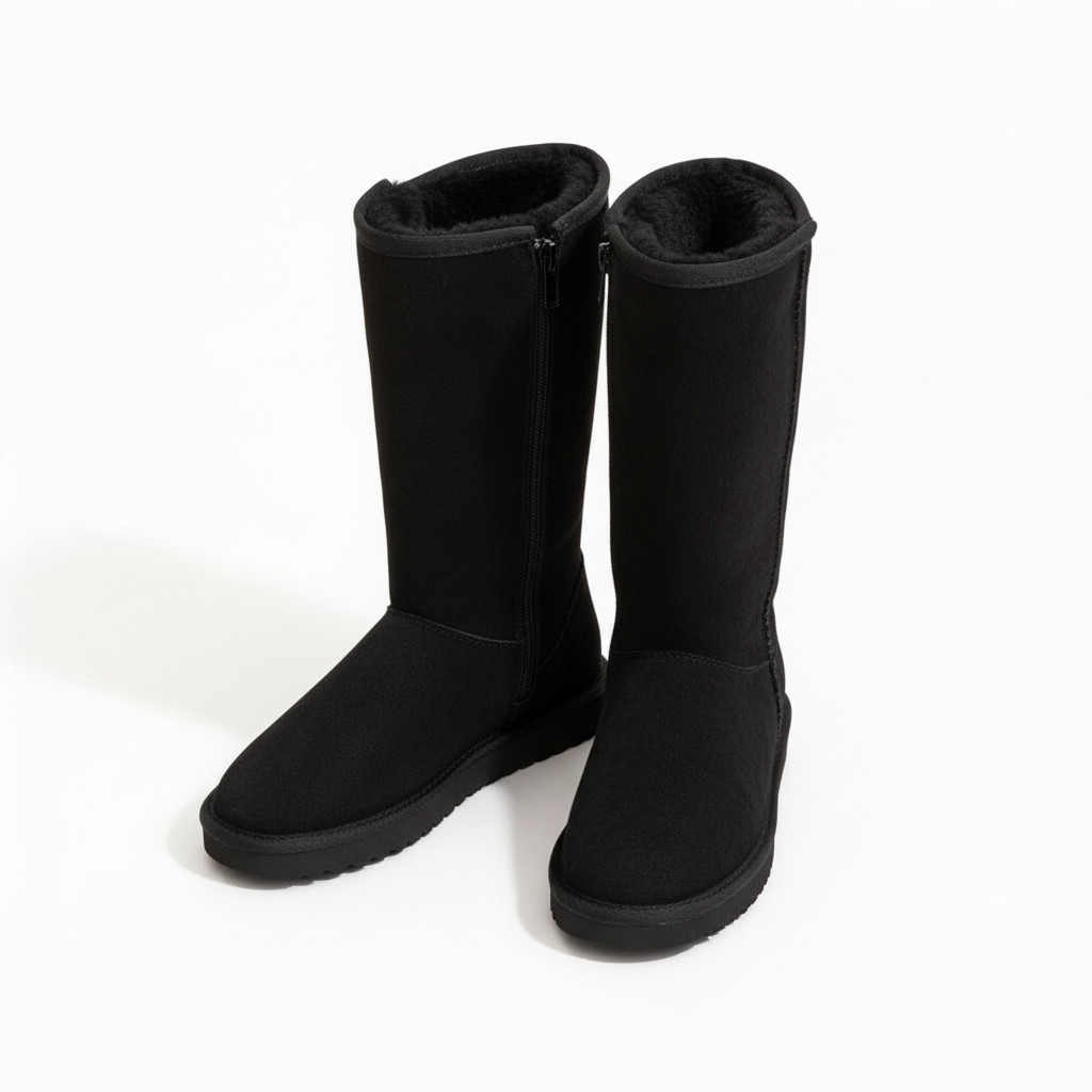 Botas de ante de piel de oveja Aurora Nova cálidas e impermeables con cremallera lateral