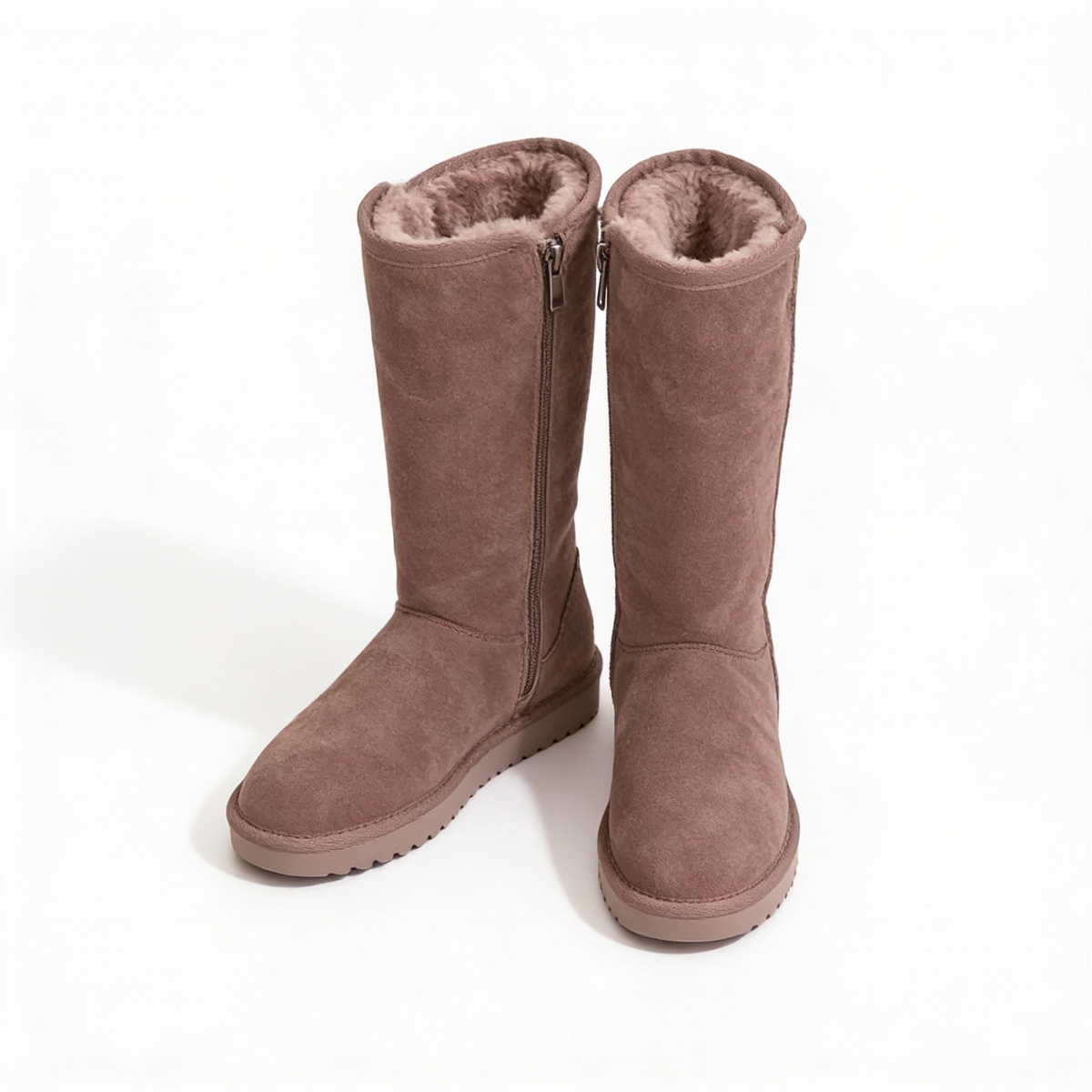 Botas de ante de piel de oveja Aurora Nova cálidas e impermeables con cremallera lateral