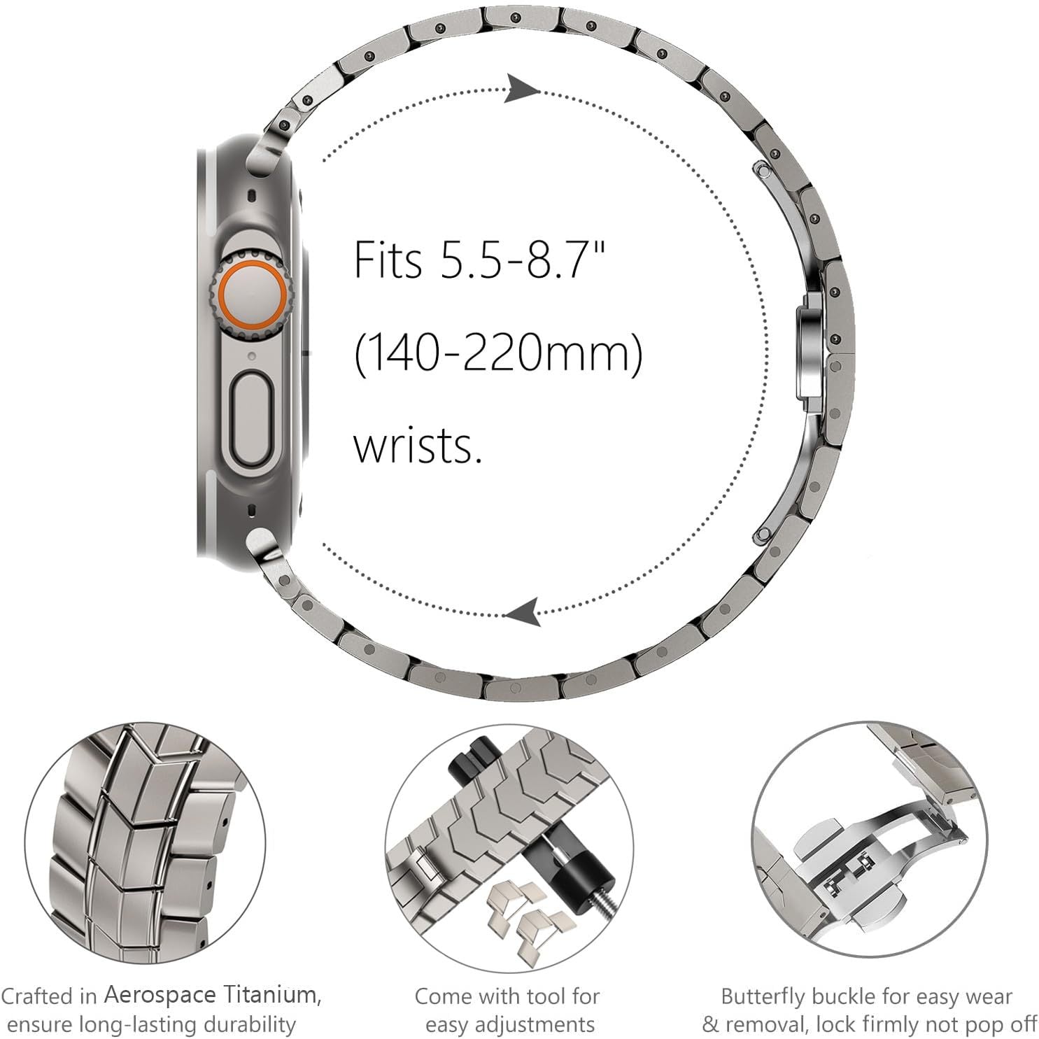 Tali Jam Apple Pelindung Aloi Titanium Logam