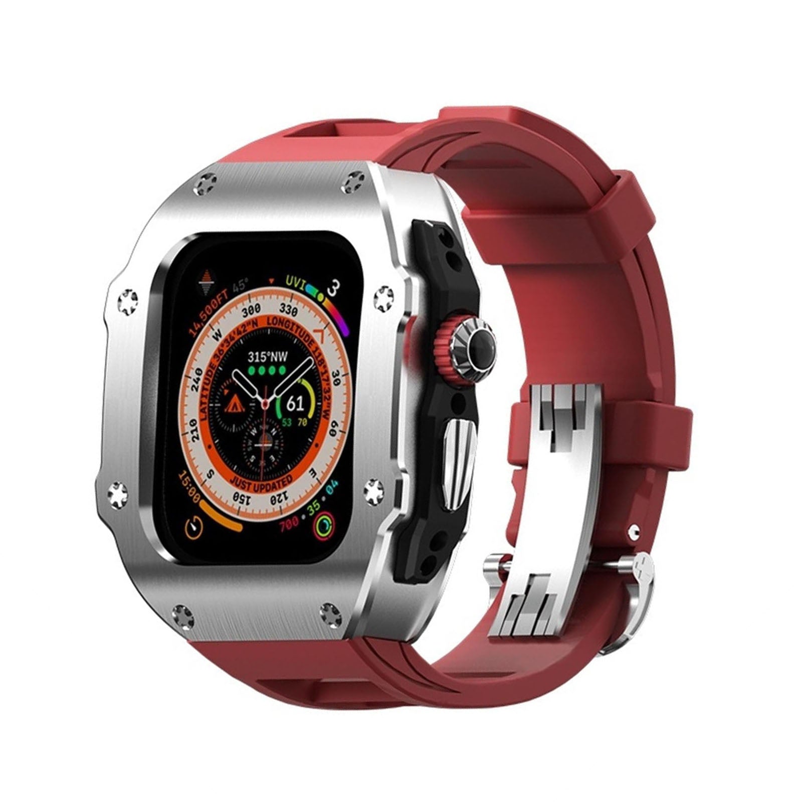 RM Vanguard Serie - Fluorkautschukband Edelstahlgehäuse für Apple Watch Ultra