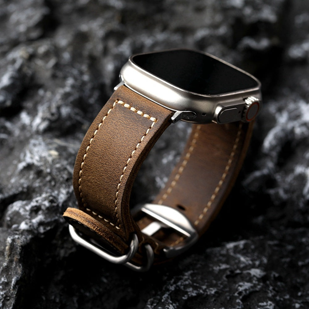 Correia de couro artesanal vintage para Apple Watch