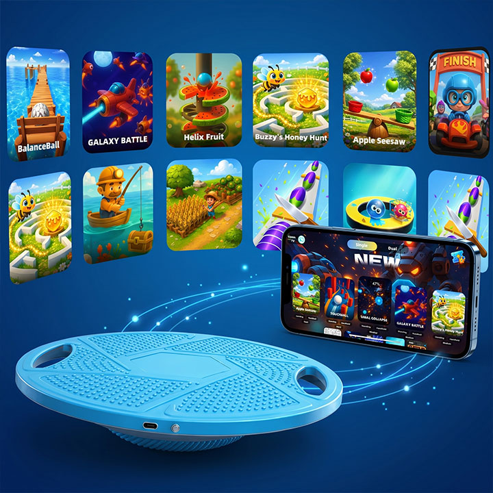 Smartes Gaming-Balanceboard – App-Spiele, Zweispielermodus, Belastbarkeit 200 kg