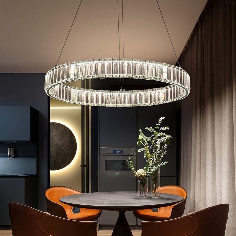 Kristy Round Crystal Chandelier — Clear Pendant Style