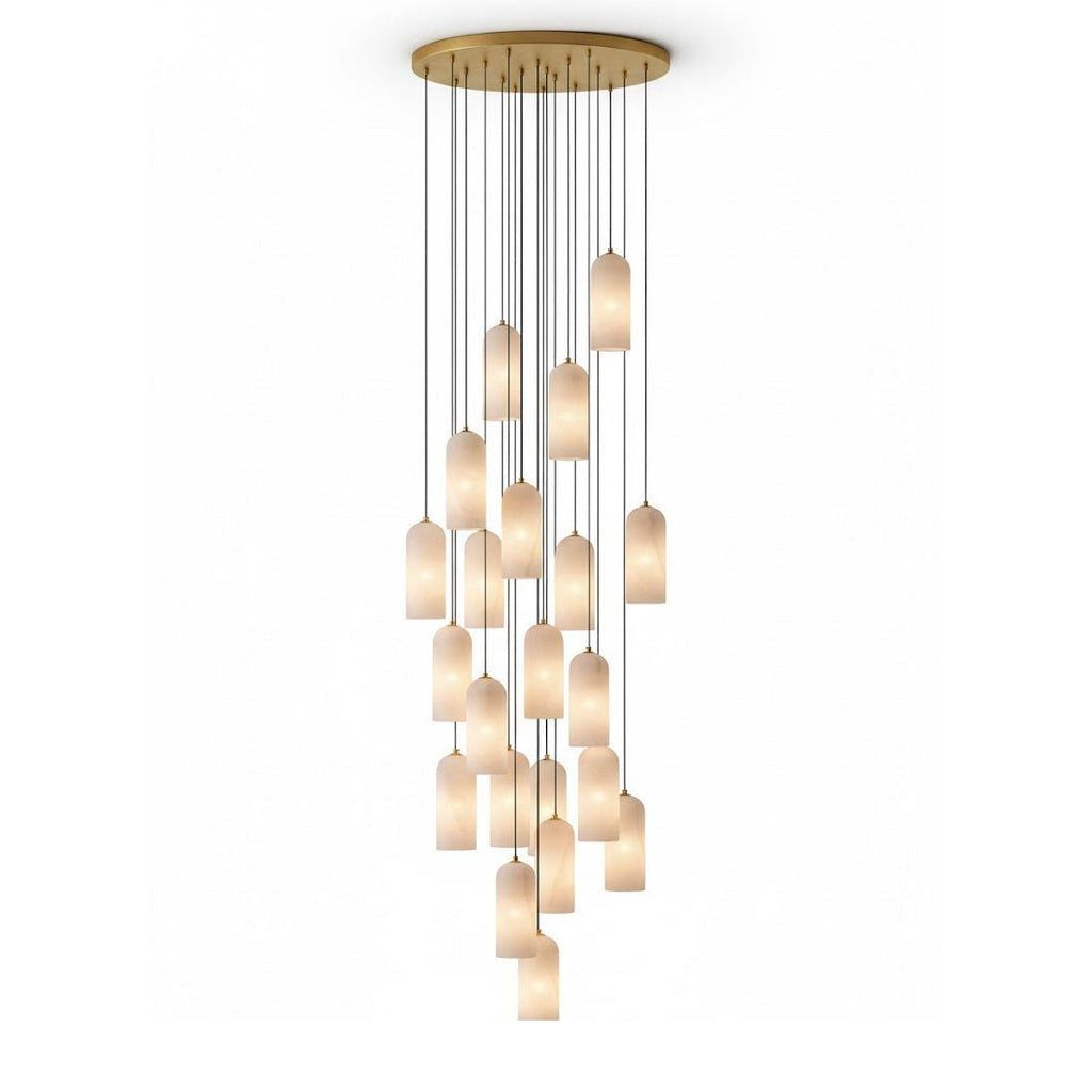 Monty Pendelleuchte aus Alabaster mit geflochtenem Kabel