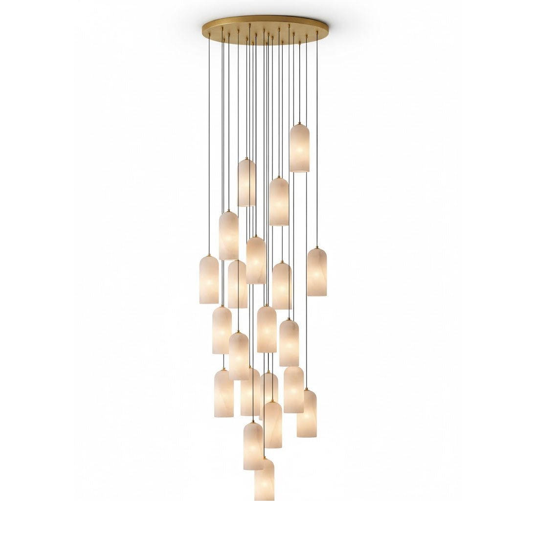 Monty Pendelleuchte aus Alabaster mit geflochtenem Kabel