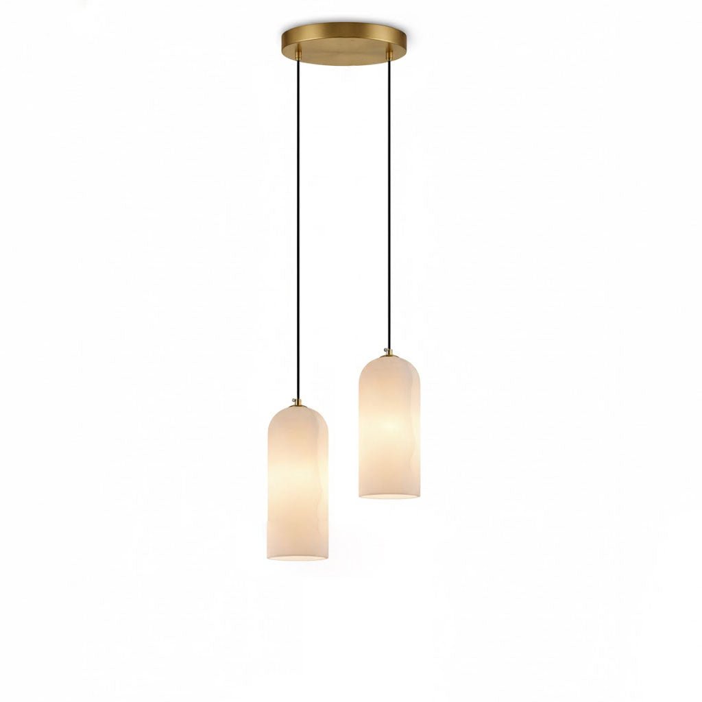 Monty Pendelleuchte aus Alabaster mit geflochtenem Kabel