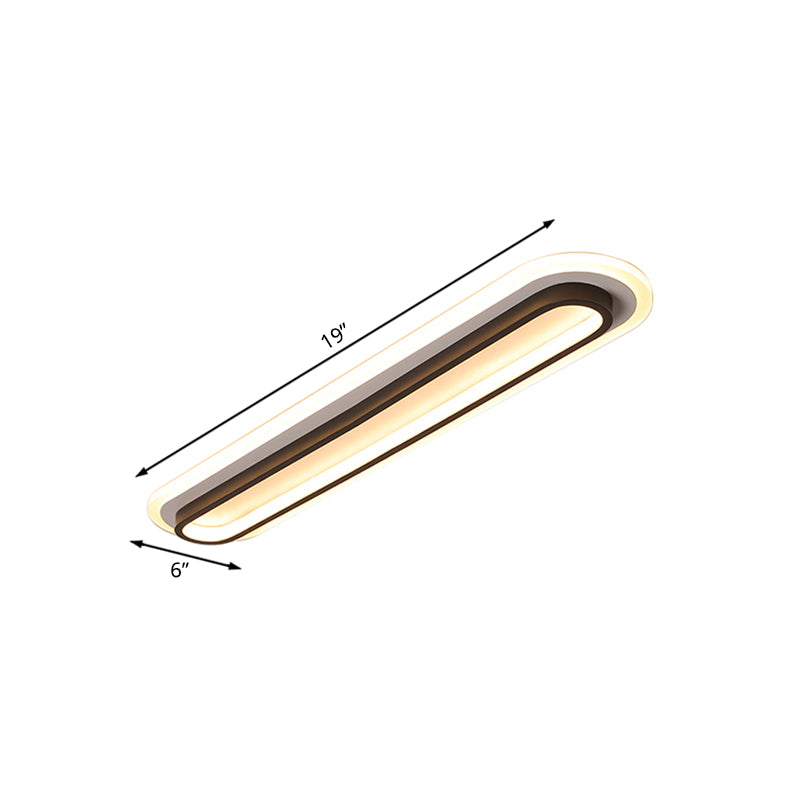 Owalna lampa sufitowa LED z akrylowym rozpraszaczem w czerni lub bieli