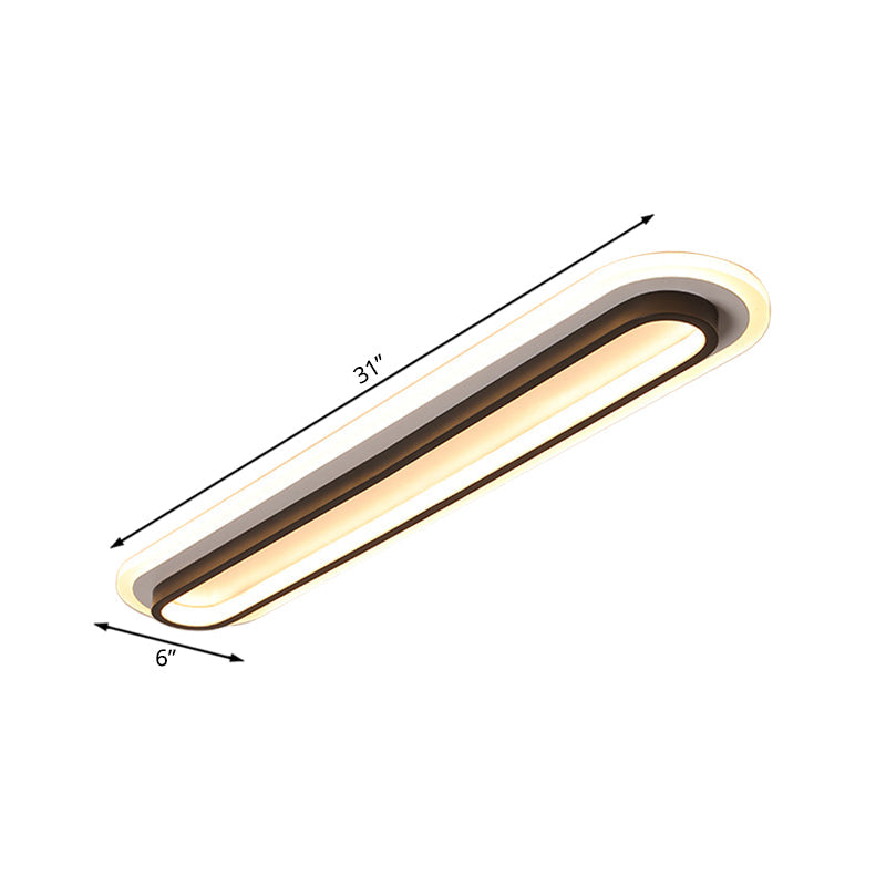 Owalna lampa sufitowa LED z akrylowym rozpraszaczem w czerni lub bieli