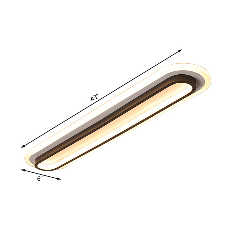 Owalna lampa sufitowa LED z akrylowym rozpraszaczem w czerni lub bieli