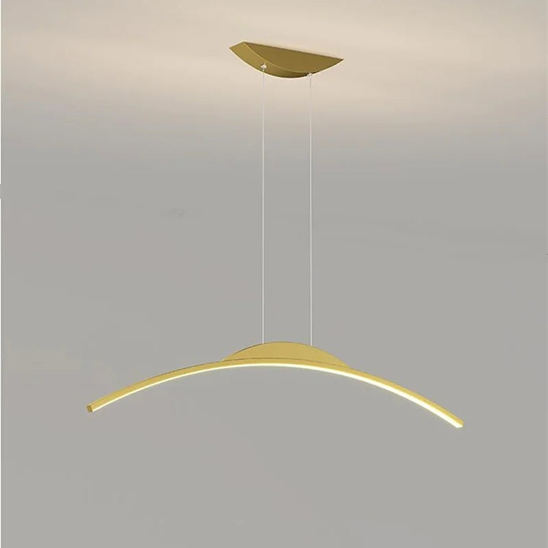 Floa Minimalist Linear Pendant Light — Remote Control, Metal Arc Design
