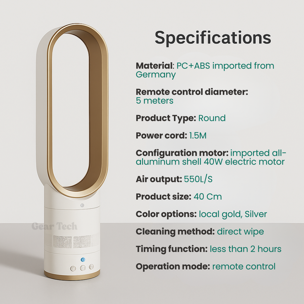 Ventilador sin aspas de 16 pulgadas con control remoto incluido
