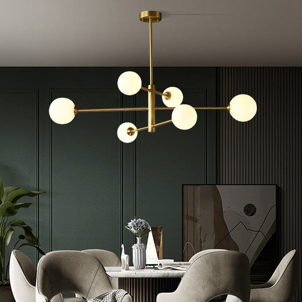 Lámpara colgante Valentina con pantalla de vidrio moderna — lámpara de techo cableada regulable, cobre/negro