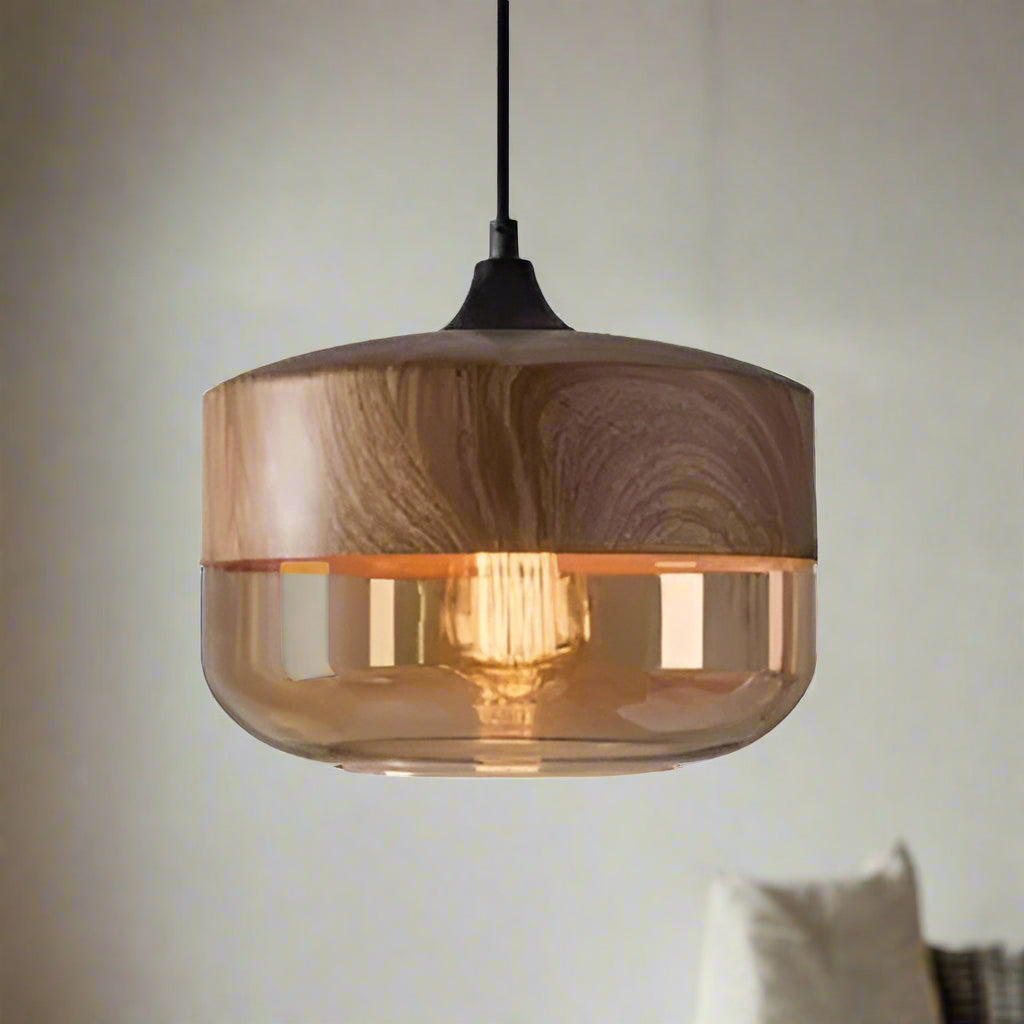 Lucevia | Luxurious Glass and Wood Pendant Light | Orntli