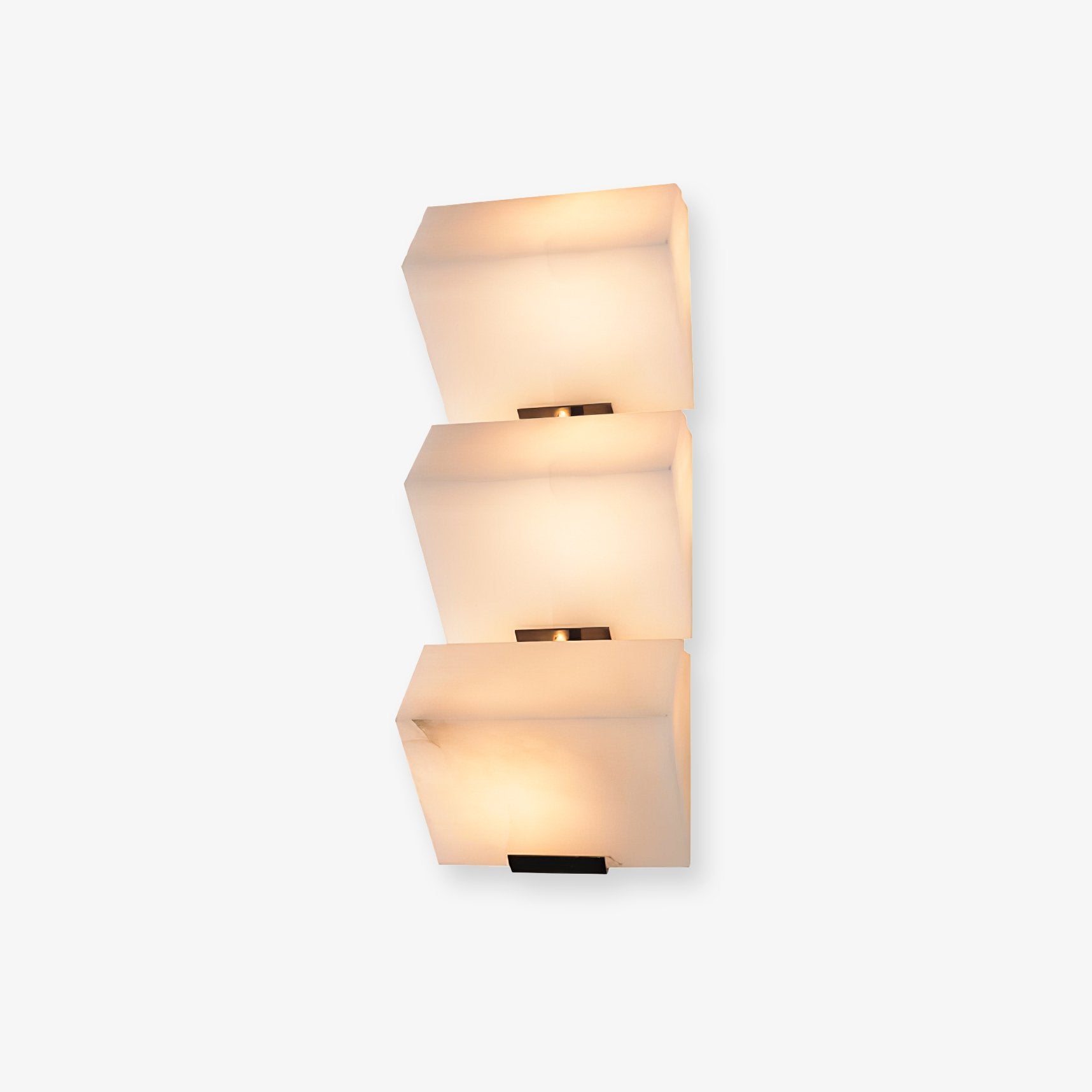 White Alabaster Staircase Wall Lamp — Stepped Paneled LED Shade