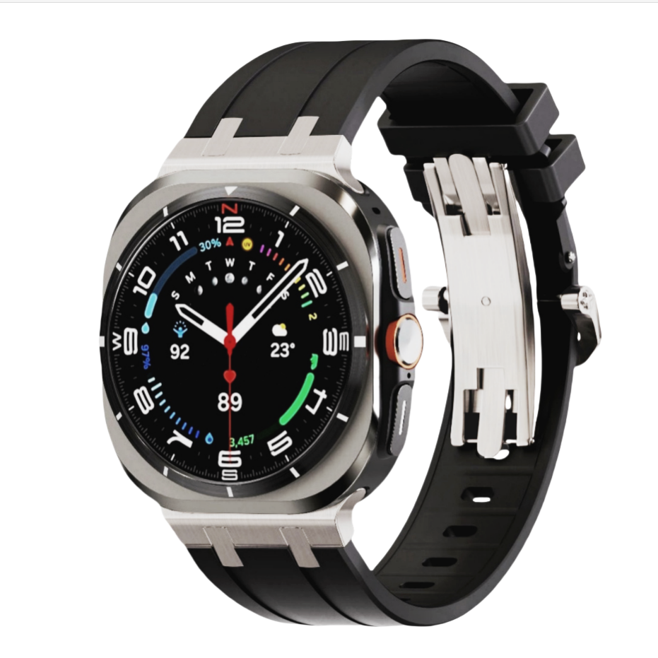 NOUVEAU Bracelet Épais en Silicone AP avec Adaptateur en Titane pour Montre Samsung Ultra